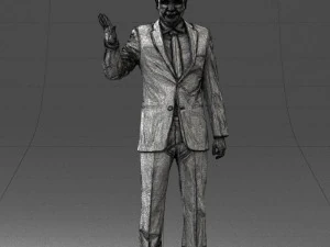 curly man in suit 0475 3D Model