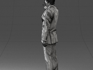 curly man in suit 0475 3D 모델