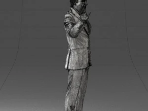 curly man in suit 0475 3D Model