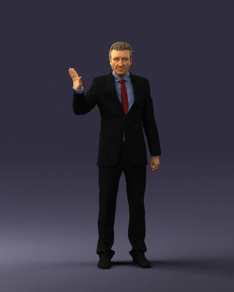 curly man in suit 0475 3d print ready 3D Print Model .c4d .max .obj .3ds .fbx .stl .blend 