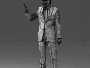 curly man in suit 0475 3d print ready 3D Print Model