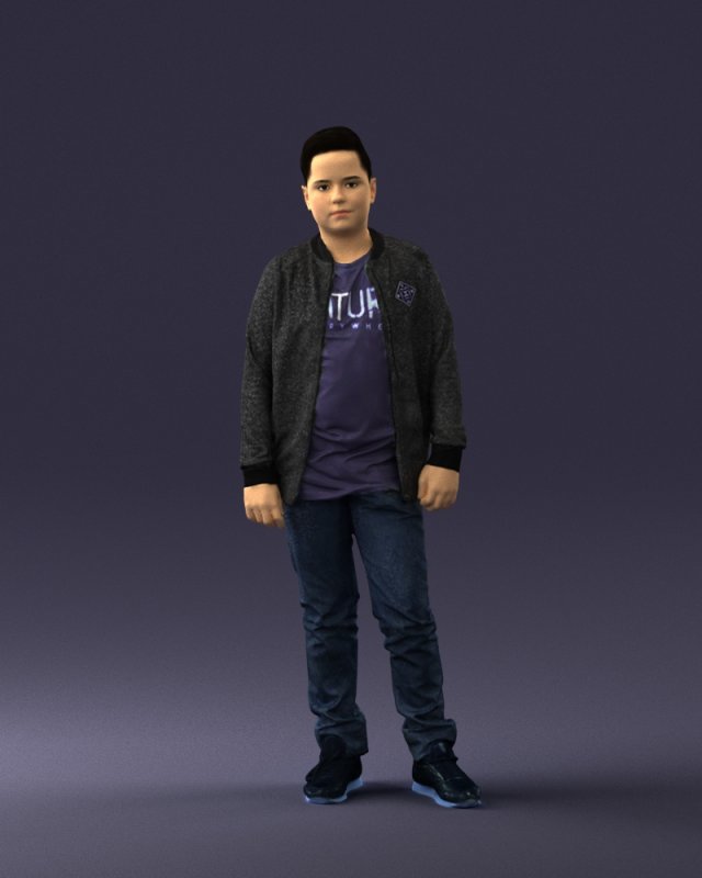boy in jeans and sweater 0471 3d print ready 3D 프린트 모델 .c4d .max .obj .3ds .fbx .stl .blend 