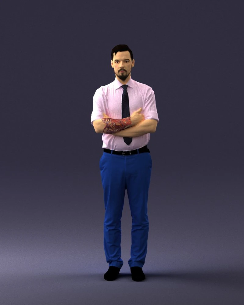 guy in purple shirt 0470 3D Model .c4d .max .obj .3ds .fbx .stl .blend 