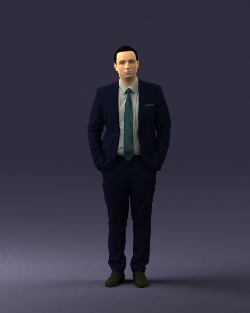 guy in blue business suit 0467 3d print ready 3D Print Model .c4d .max .obj .3ds .fbx .stl .blend 