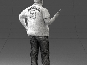 man in t-shirt with phone 0464 3D 모델
