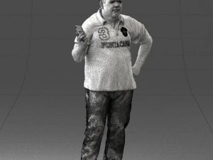 man in t-shirt with phone 0464 3D Model