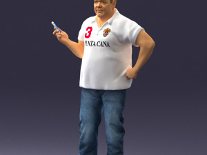 man in t-shirt with phone 0464 3d print ready 3D 打印模型