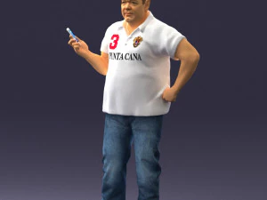 man in t-shirt with phone 0464 3d print ready 3D Print Model