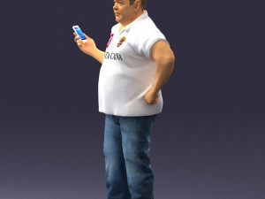 man in t-shirt with phone 0464 3d print ready 3D 打印模型