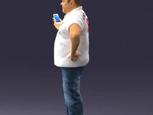 man in t-shirt with phone 0464 3d print ready 3D Print Model