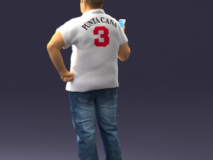 man in t-shirt with phone 0464 3d print ready 3D 打印模型