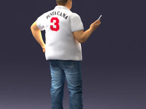 man in t-shirt with phone 0464 3d print ready 3D Print Model