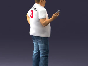 man in t-shirt with phone 0464 3d print ready 3D Print Model