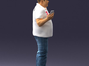 man in t-shirt with phone 0464 3d print ready 3D 打印模型