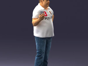 man in t-shirt with phone 0464 3d print ready 3D Print Model