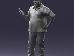 man in t-shirt with phone 0464 3d print ready 3D 打印模型