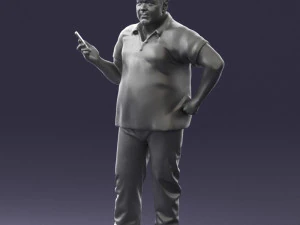 man in t-shirt with phone 0464 3d print ready 3D Print Model