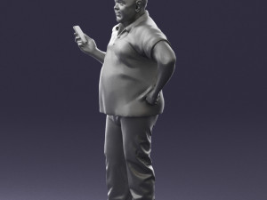 man in t-shirt with phone 0464 3d print ready 3D 打印模型