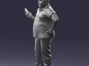 man in t-shirt with phone 0464 3d print ready 3D Print Model