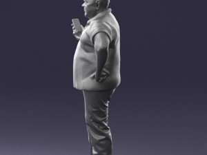 man in t-shirt with phone 0464 3d print ready 3D 打印模型