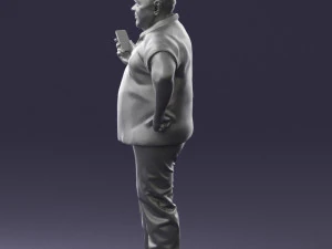 man in t-shirt with phone 0464 3d print ready 3D Print Model