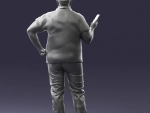 man in t-shirt with phone 0464 3d print ready 3D Print Model