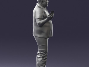 man in t-shirt with phone 0464 3d print ready 3D 打印模型
