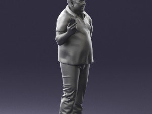man in t-shirt with phone 0464 3d print ready 3D 打印模型