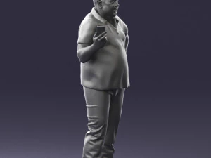 man in t-shirt with phone 0464 3d print ready 3D Print Model