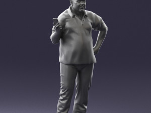 man in t-shirt with phone 0464 3d print ready 3D 打印模型
