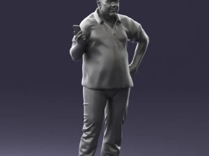 man in t-shirt with phone 0464 3d print ready 3D Print Model