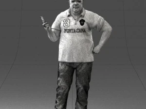man in t-shirt with phone 0464 3d print ready 3D Print Model