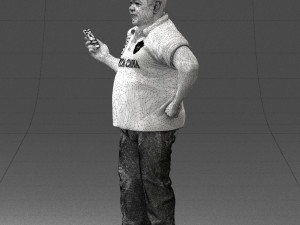 man in t-shirt with phone 0464 3d print ready 3D 打印模型