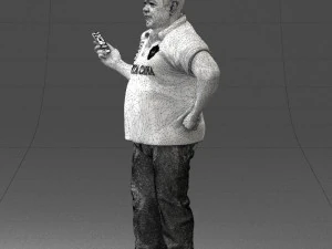 man in t-shirt with phone 0464 3d print ready 3D Print Model