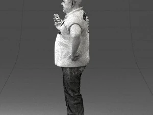 man in t-shirt with phone 0464 3d print ready 3D Print Model
