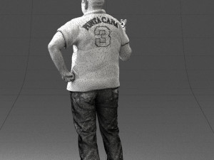 man in t-shirt with phone 0464 3d print ready 3D 打印模型