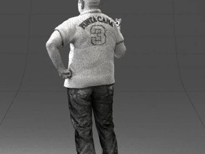 man in t-shirt with phone 0464 3d print ready 3D Print Model