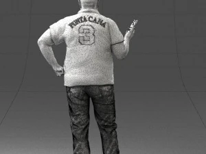 man in t-shirt with phone 0464 3d print ready 3D Print Model