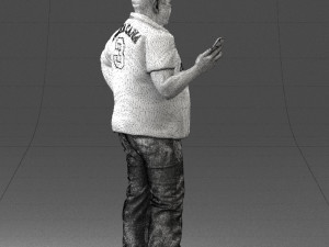 man in t-shirt with phone 0464 3d print ready 3D 打印模型