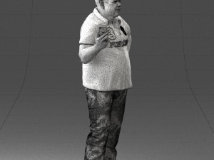 man in t-shirt with phone 0464 3d print ready 3D 打印模型
