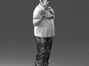 man in t-shirt with phone 0464 3d print ready 3D Print Model