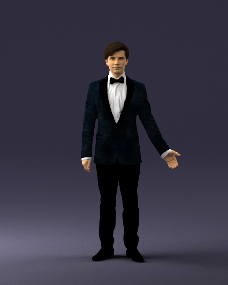 boy in suit with bow tie 0462 3D Model .c4d .max .obj .3ds .fbx .stl .blend 