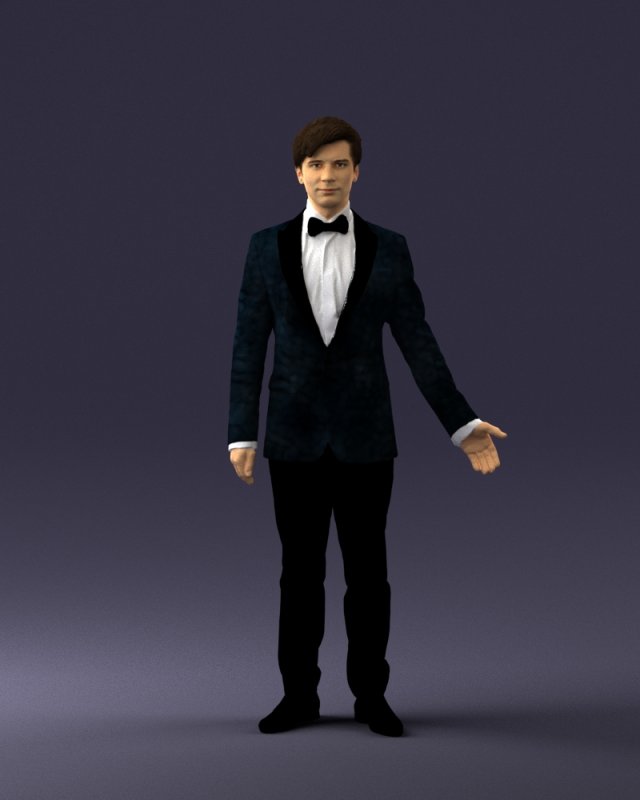 boy in suit with bow tie 0462 3d print ready 3D Принт Модель .c4d .max .obj .3ds .fbx .stl .blend 