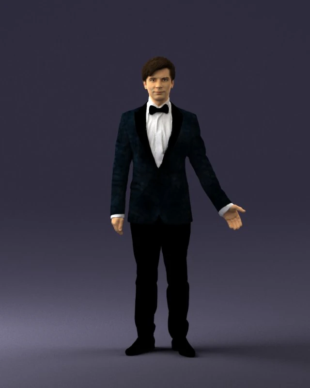 gar&ccedil;on en costume avec n&oelig;ud papillon 0462 pr&ecirc;t &agrave; imprimer en 3D Modèles 3D en vedette .c4d .max .obj .3ds .fbx .stl .blend 