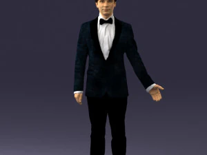 穿西装打领结的男孩 0462 3D 打印准备就绪 3D 打印模型