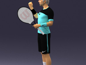 male tennis player with racket 0460 Model 3D