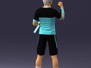 male tennis player with racket 0460 Model 3D