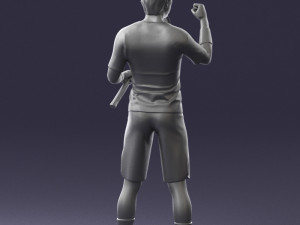 male tennis player with racket 0460 Model 3D