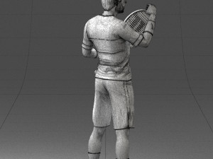 male tennis player with racket 0460 Model 3D