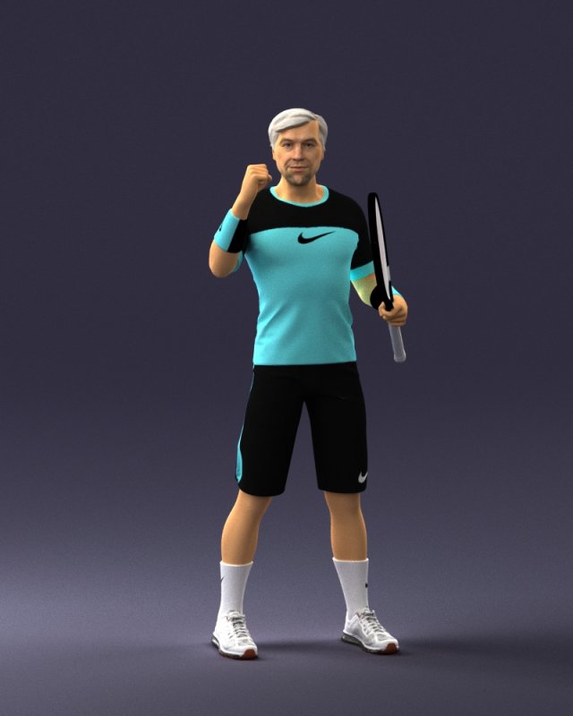 male tennis player with racket 0460 3d print ready Model Cetak 3D .c4d .max .obj .3ds .fbx .stl .blend 